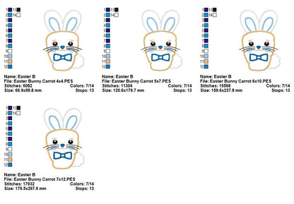 Sweet Easter Bunny Carrot Pair – Appliqué – Machine Embroidery Design