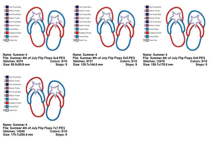 Patriotic Flip Flops - Appliqué - Machine Embroidery Design