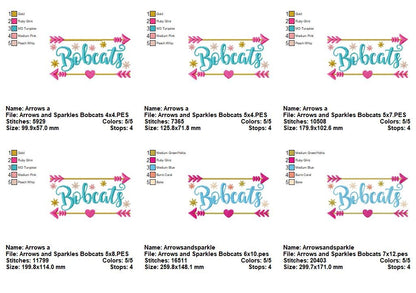 Arrows and Sparkles Bobcats – Satin Stitch – Machine Embroidery Design
