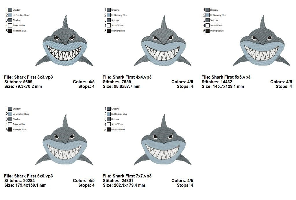 Playful Shark Duo – Fill Stitch – Machine Embroidery Design
