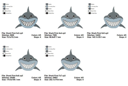 Playful Shark Duo – Fill Stitch – Machine Embroidery Design