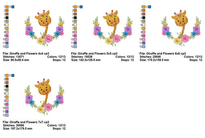 Sweet Blossom Giraffe - Fill Stitch – Machine Embroidery Design