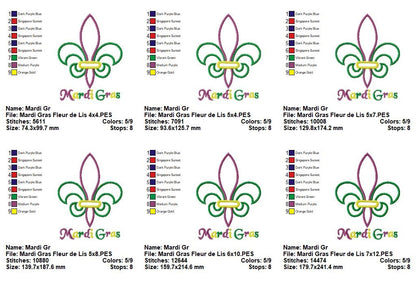 Mardi Gras Fleur de Lis Appliqué - Appliqué – Machine Embroidery Design