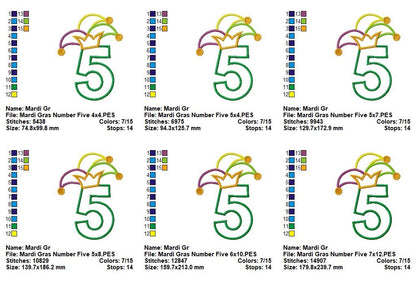 Mardi Gras Number Five - Applique - Machine Embroidery Design
