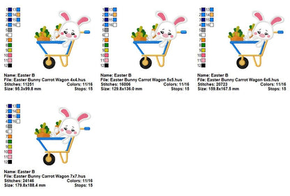Easter Bunny Carrot Wagon - Appliqué - Machine Embroidery Design