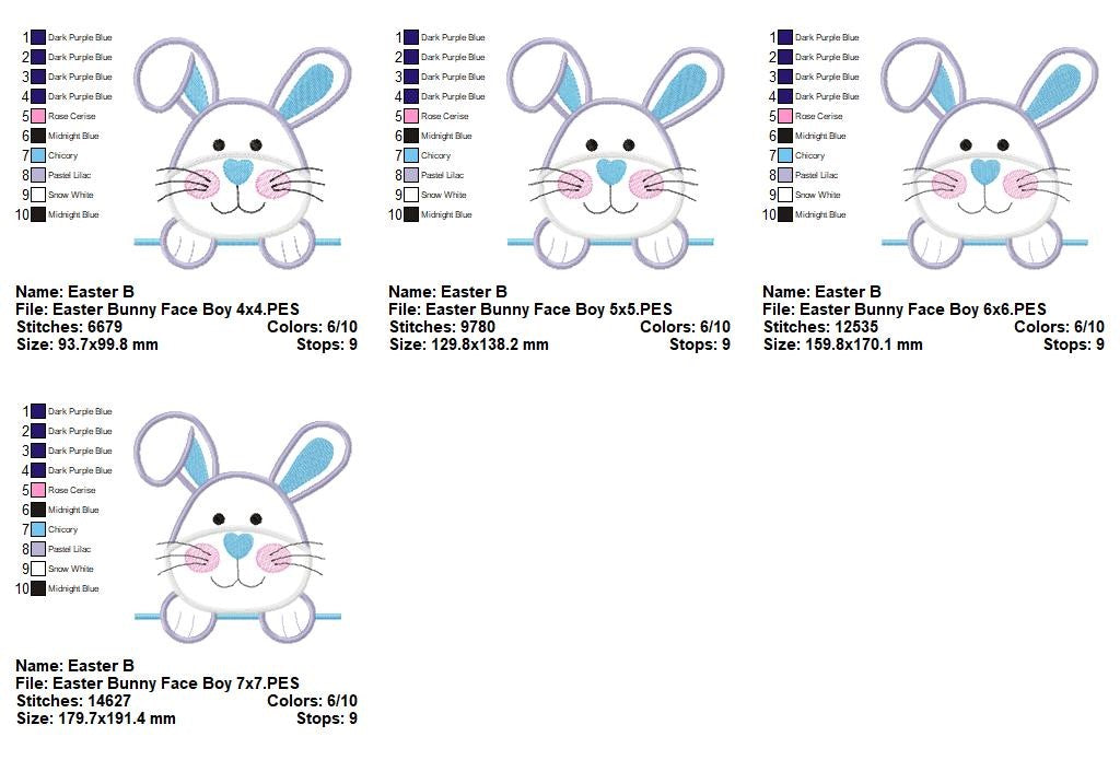 Sweet Bunny Face - Applique - Machine Embroidery Design
