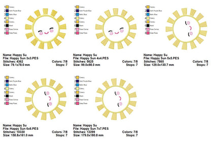 Happy Sunshine - Appliqué - Machine Embroidery Design