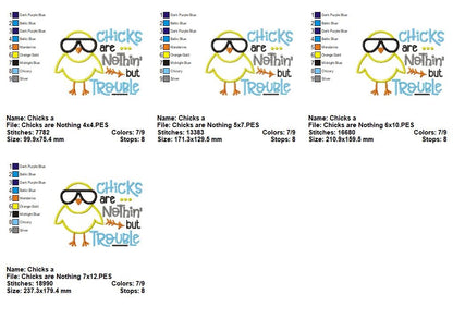 Chicks Are Nothin But Trouble - Appliqué – Machine Embroidery Design