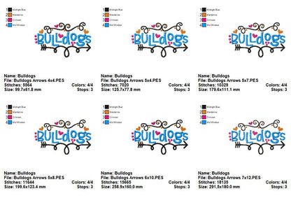 Bulldogs Fun Arrows - Satin Stitch - Machine Embroidery Design