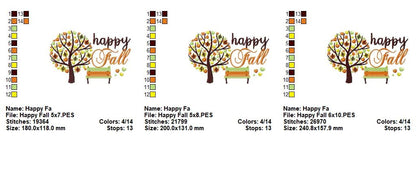 Happy Fall – Fill Stitch – Machine Embroidery Design