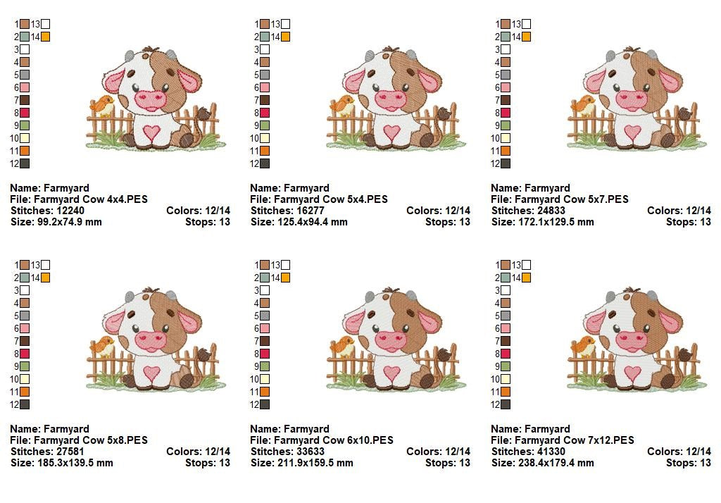 Sweet Little Farm Cow Boy – Fill Stitch – Machine Embroidery Design