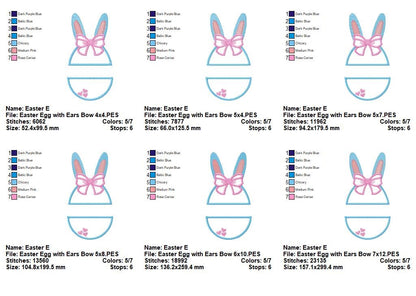 Bunny Ears Easter Egg Bow - Appliqué - Machine Embroidery Design
