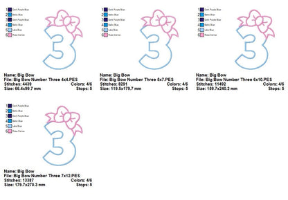 Big Bow Number Three – Appliqué – Machine Embroidery Design