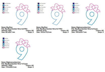Big Bow Number Nine - Appliqué – Machine Embroidery Design