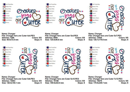 Charger Fans Are Cuter - Appliqué - Machine Embroidery Design