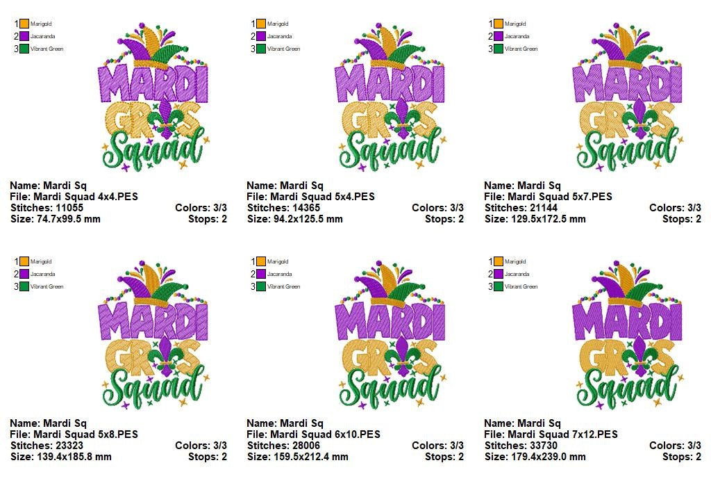 Mardi Gras Squad - Fill Stitch - Machine Embroidery Design