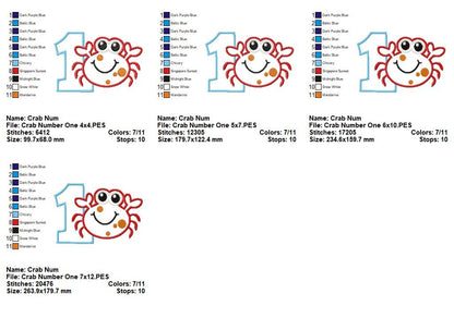 Happy Crab Number One - Applique - Machine Embroidery Design