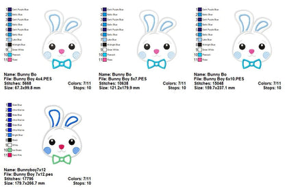 Cute Bunny Boy Face - Appliqué - Machine Embroidery Design
