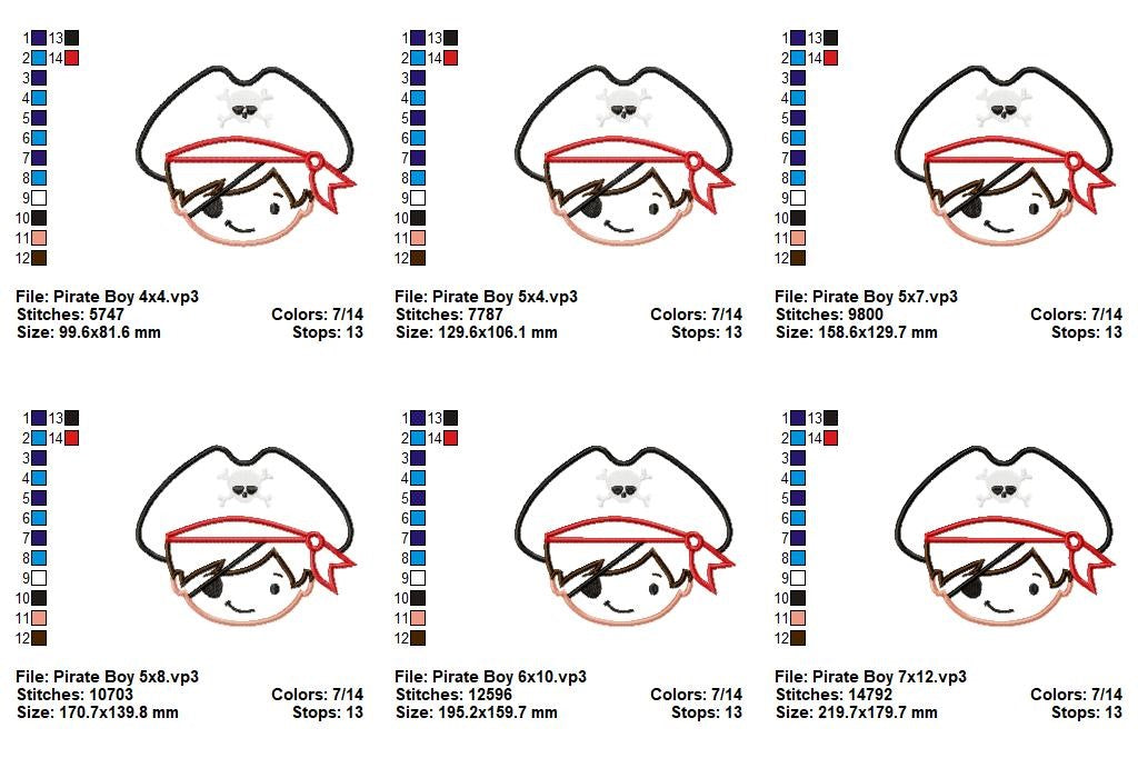 Pirate Boy - Applique - Machine Embroidery Design