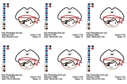 Pirate Boy - Applique - Machine Embroidery Design