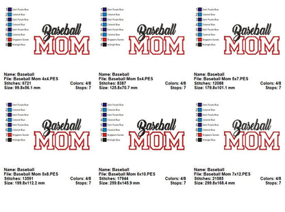 Baseball Mom Appliqué Design - Appliqué - Machine Embroidery Design