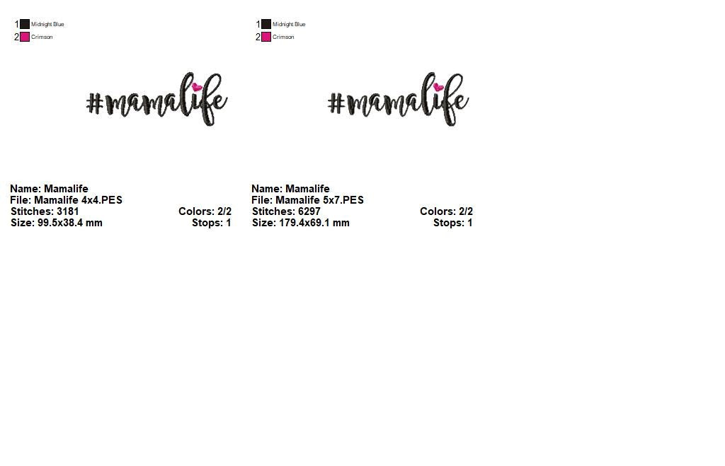 Sweet Mama Life Lettering – Satin Stitch - Machine Embroidery Design