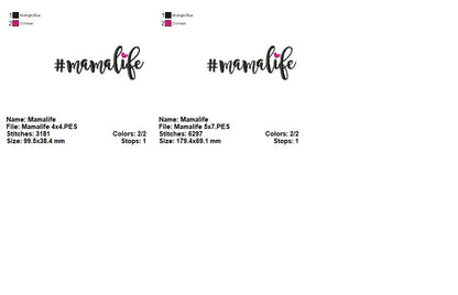 Sweet Mama Life Lettering – Satin Stitch - Machine Embroidery Design
