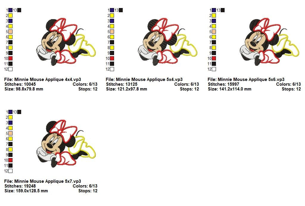 Sweet Minnie Mouse - Appliqué - Machine Embroidery Design