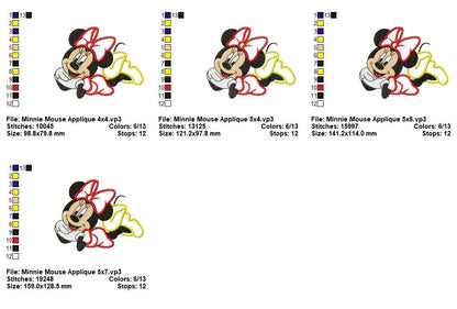 Sweet Minnie Mouse - Appliqué - Machine Embroidery Design