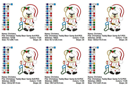 Jolly Little Santa Teddy Bears - Appliqué - Machine Embroidery Design