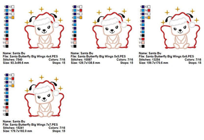 Twinkle Christmas Butterfly - Appliqué - Machine Embroidery Design