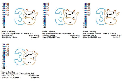 Moo-tiful Birthday Numbers 1-11 - Appliqué - Machine Embroidery Design
