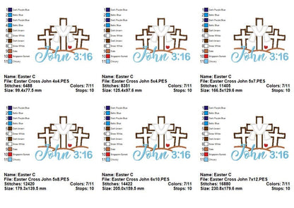 John 3:16 Cross Scene – Appliqué – Machine Embroidery Design