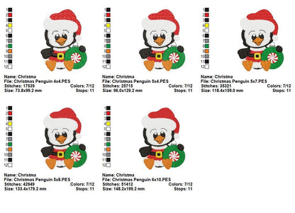 Christmas Penguin Bundle – Fill Stitch – Machine Embroidery Design