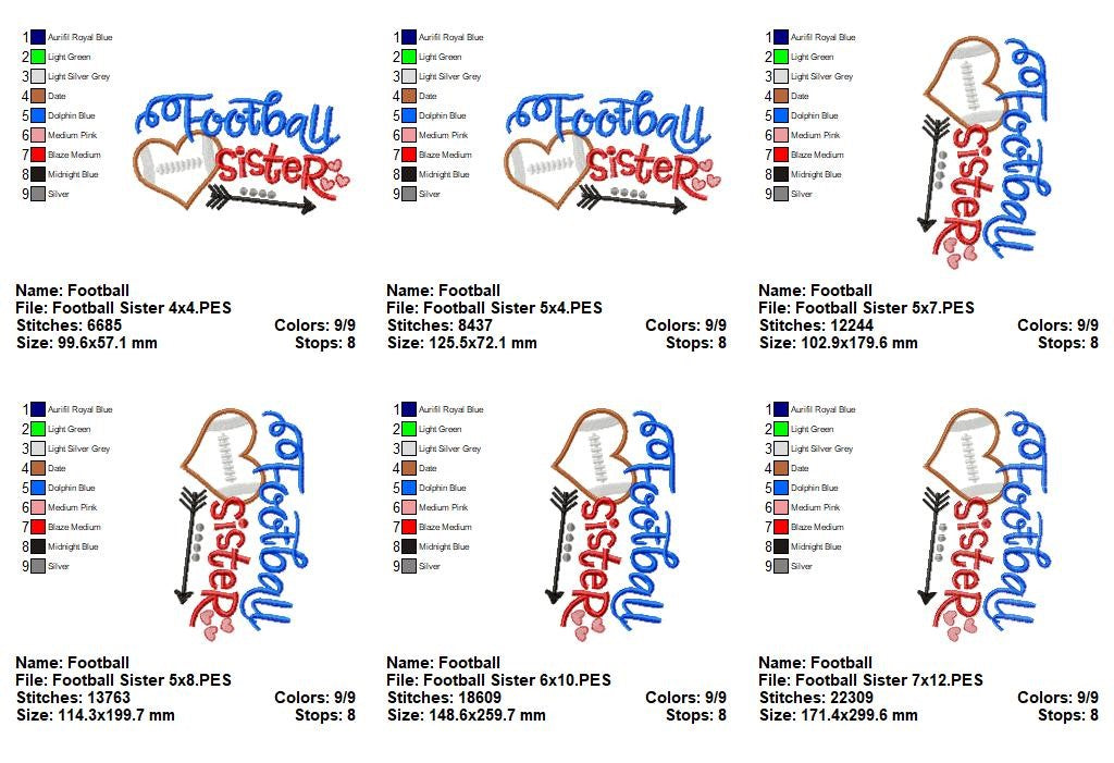 Football Sister - Appliqué - Machine Embroidery Design