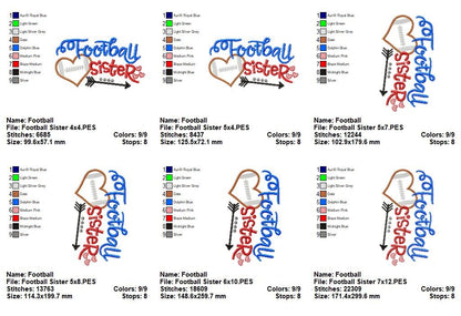 Football Sister - Appliqué - Machine Embroidery Design