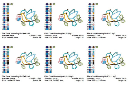 Sweet Hummingbird Blossom - Appliqué - Machine Embroidery Design