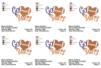 Go Bears – Fill Stitch – Machine Embroidery Design