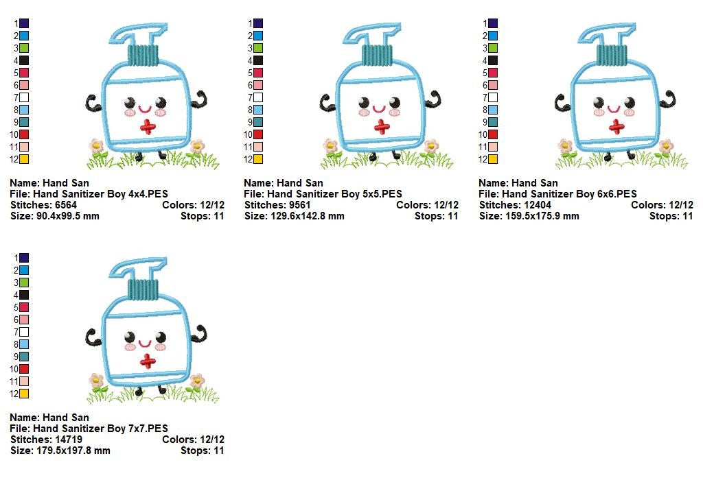 Hand Sanitizer Set (Boy & Girl) – Appliqué – Machine Embroidery Design