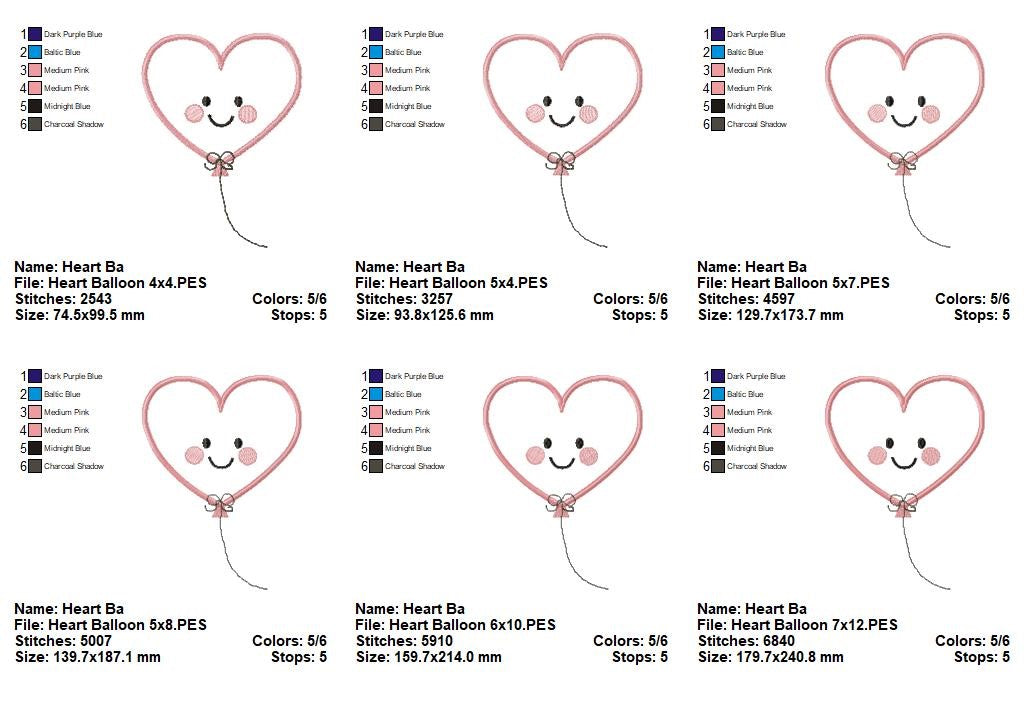 Sweet Heart Balloon - Appliqué - Machine Embroidery Design