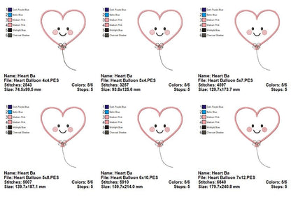 Sweet Heart Balloon - Appliqué - Machine Embroidery Design