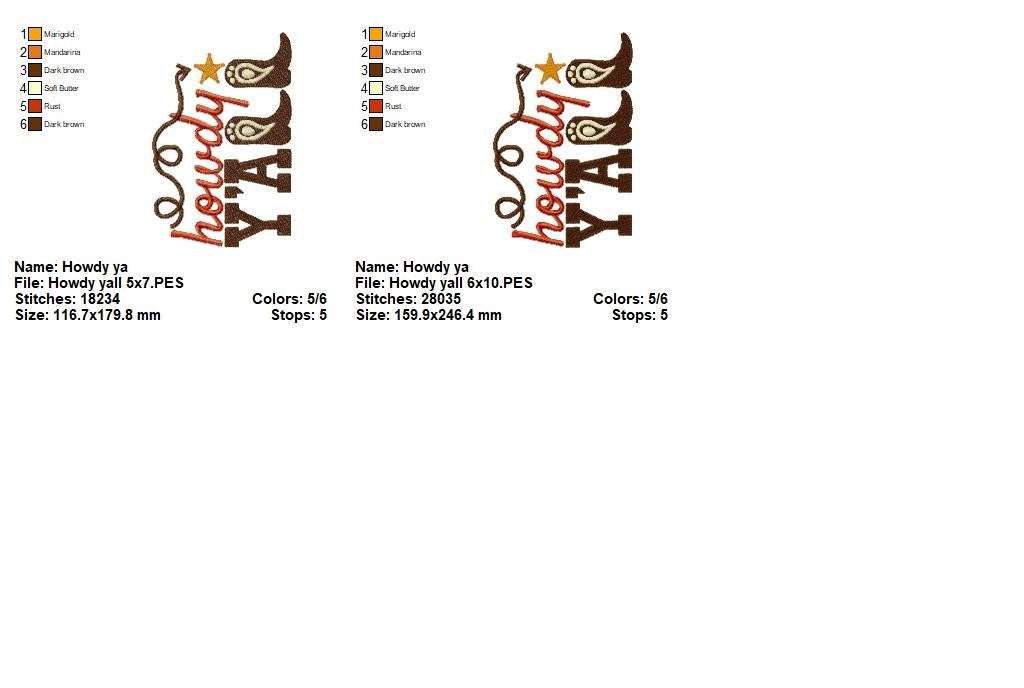Howdy Y’all – Fill Stitch – Machine Embroidery Design