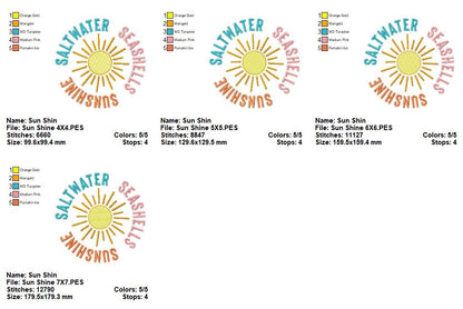 🌊 Beachy Salt Water Words – Sketch Stitch – Machine Embroidery Design