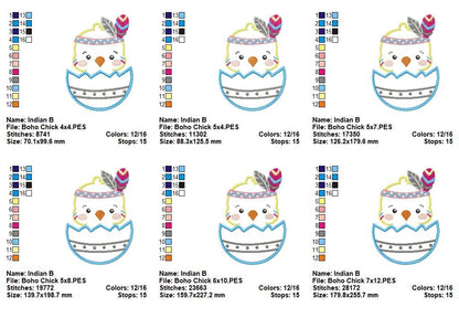 Boho Chick Adventure Set – Appliqué – Machine Embroidery Design