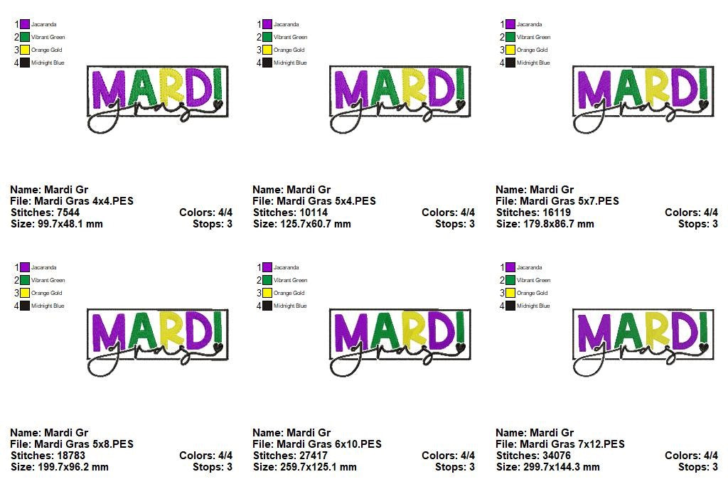 Mardi Gras Joy – Fill Stitch – Machine Embroidery Design