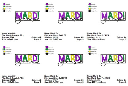 Mardi Gras Joy – Fill Stitch – Machine Embroidery Design