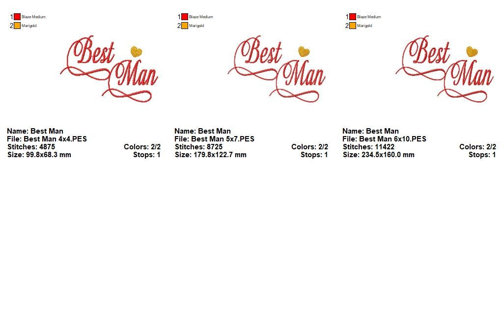 Elegant Best Man - Satin Stitch - Machine Embroidery Design