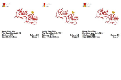 Elegant Best Man - Satin Stitch - Machine Embroidery Design