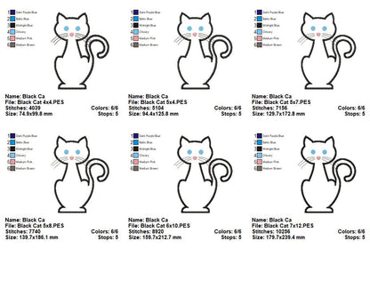 Sweet Black Cat – Appliqué – Machine Embroidery Design