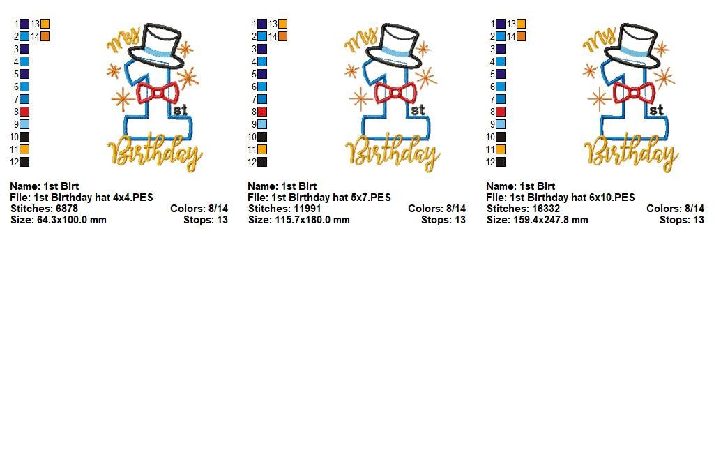 Little Gentleman First Birthday - Applique - Machine Embroidery Design